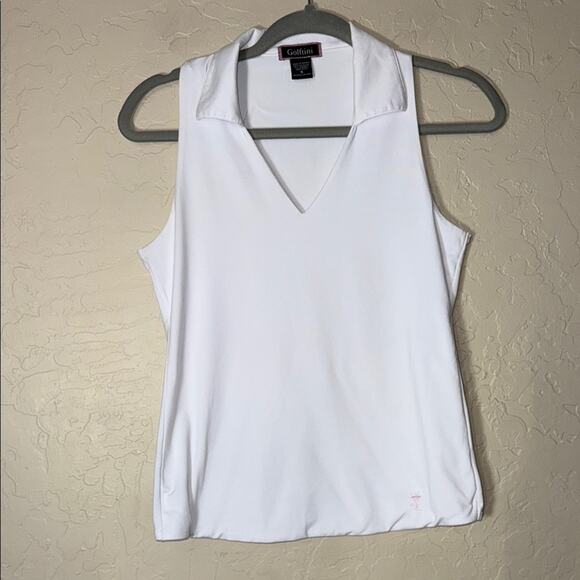 Golftini white sleeveless v neck polo size small - Picture 1 of 5